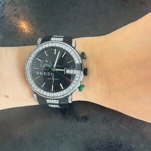 Authentic Gucci Black with Diamonds Men's Watch